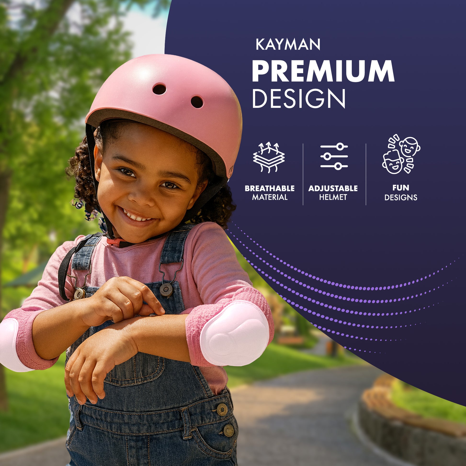 KAYMAN Kids Bike Helmet age 3 to 12, Adjustable Safety Gear for Boys and Girls, Suited to Scooter, Cycling, Skateboard & Roller Skating - Protection for Boys & Girls