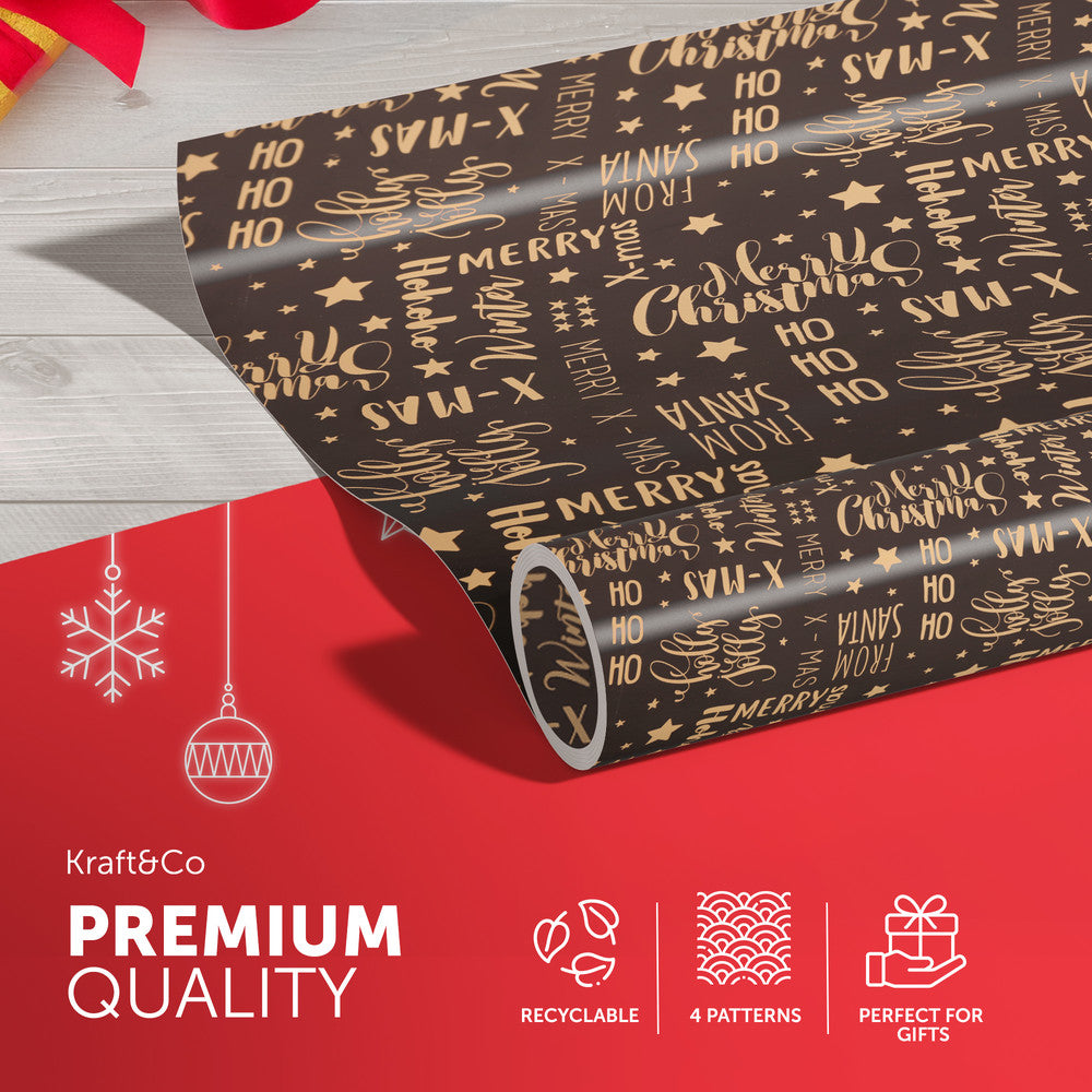 Kraft & Co 4 Pack 44cm x 5M of Gift Wrapping Paper, Quality Festive Designed Kraft Paper, Eco-Friendly, Recyclable Wrapping Paper Ideal for Gifts, Arts & Crafts (20M Total) – image 10