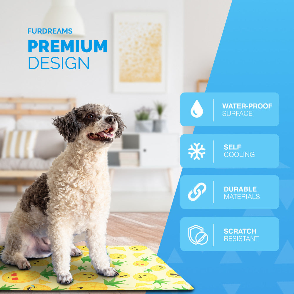 FurDreams Pineapple Pet Cooling Mat – Waterproof Gel Pillow Pad for Dogs and Cats, 75x120cm – Prevent Overheating and Keep Cool During Summer Rest