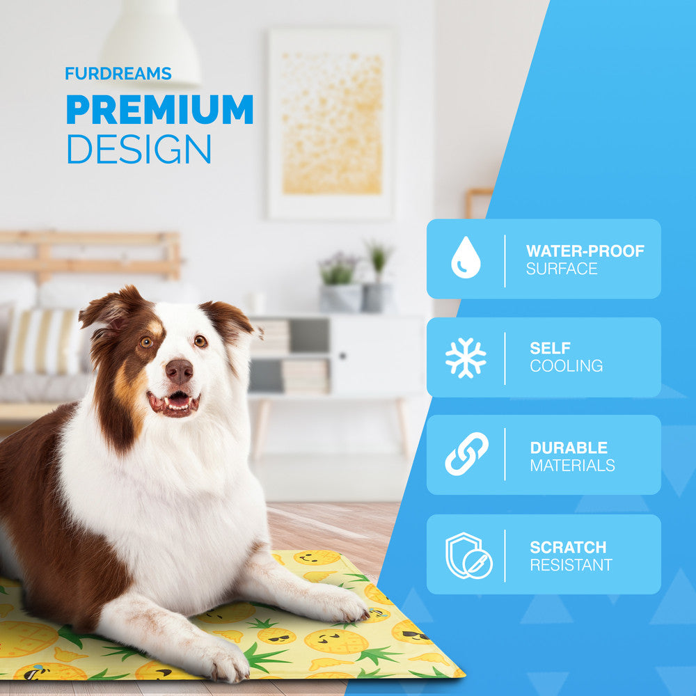 FurDreams Pineapple Pet Cooling Mat – Waterproof Gel Pillow Pad for Dogs and Cats, 75x120cm – Prevent Overheating and Keep Cool During Summer Rest