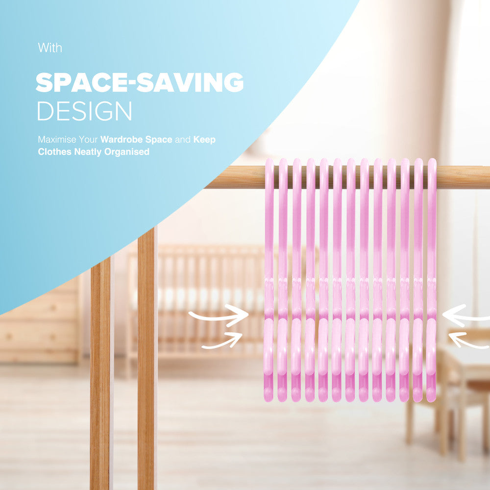 Kidoola 36 Pack Plastic Baby Hangers, Nonslip Nursery Coat Hangers, Space Saving Tubular Hangers, More Storage for Kids Children Clothes Dresses Unisex (27x15cm)