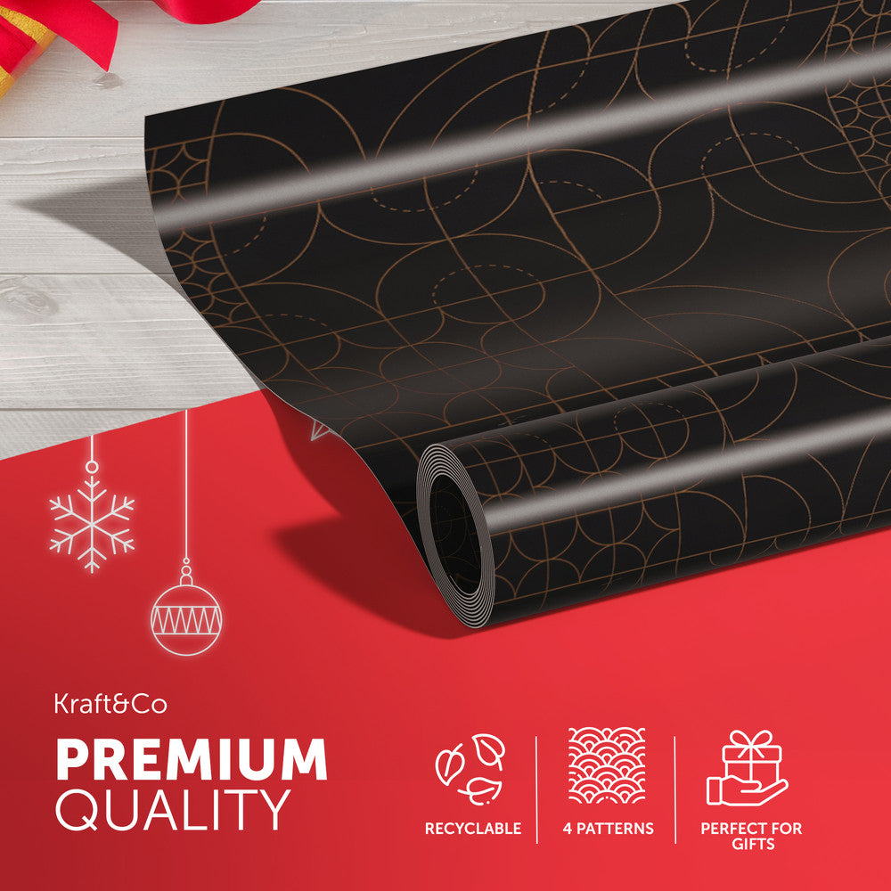 Kraft & Co 4 Pack 44cm x 5M of Gift Wrapping Paper, Quality Festive Designed Kraft Paper, Eco-Friendly, Recyclable Wrapping Paper Ideal for Gifts, Arts & Crafts (20M Total) – image 17