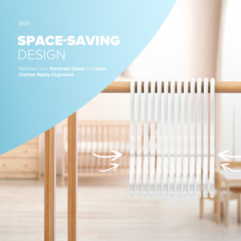 Kidoola 36 Pack Plastic Baby Hangers, Nonslip Nursery Coat Hangers, Space Saving Tubular Hangers, More Storage for Kids Children Clothes Dresses Unisex (27x15cm)