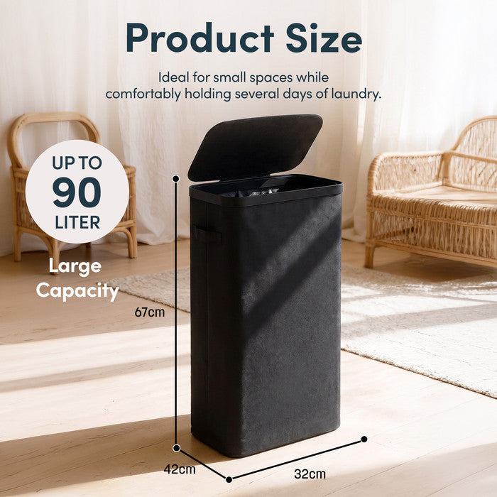 Collapsible Laundry Basket with Lid & Removable Liner