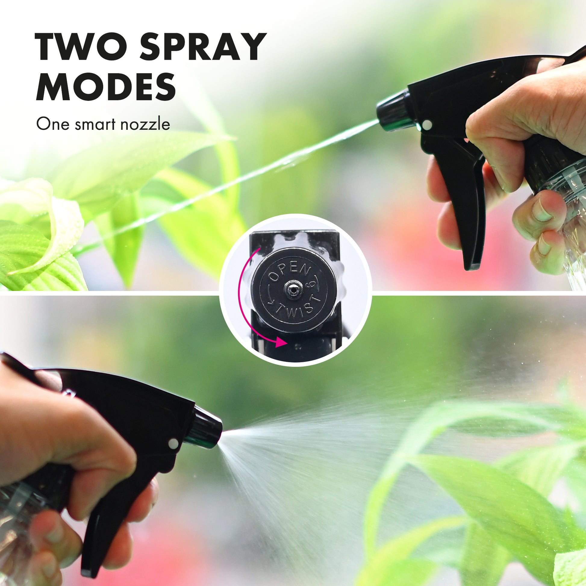 Water Spray Bottles 600ml Mist & Stream - 2 Pack