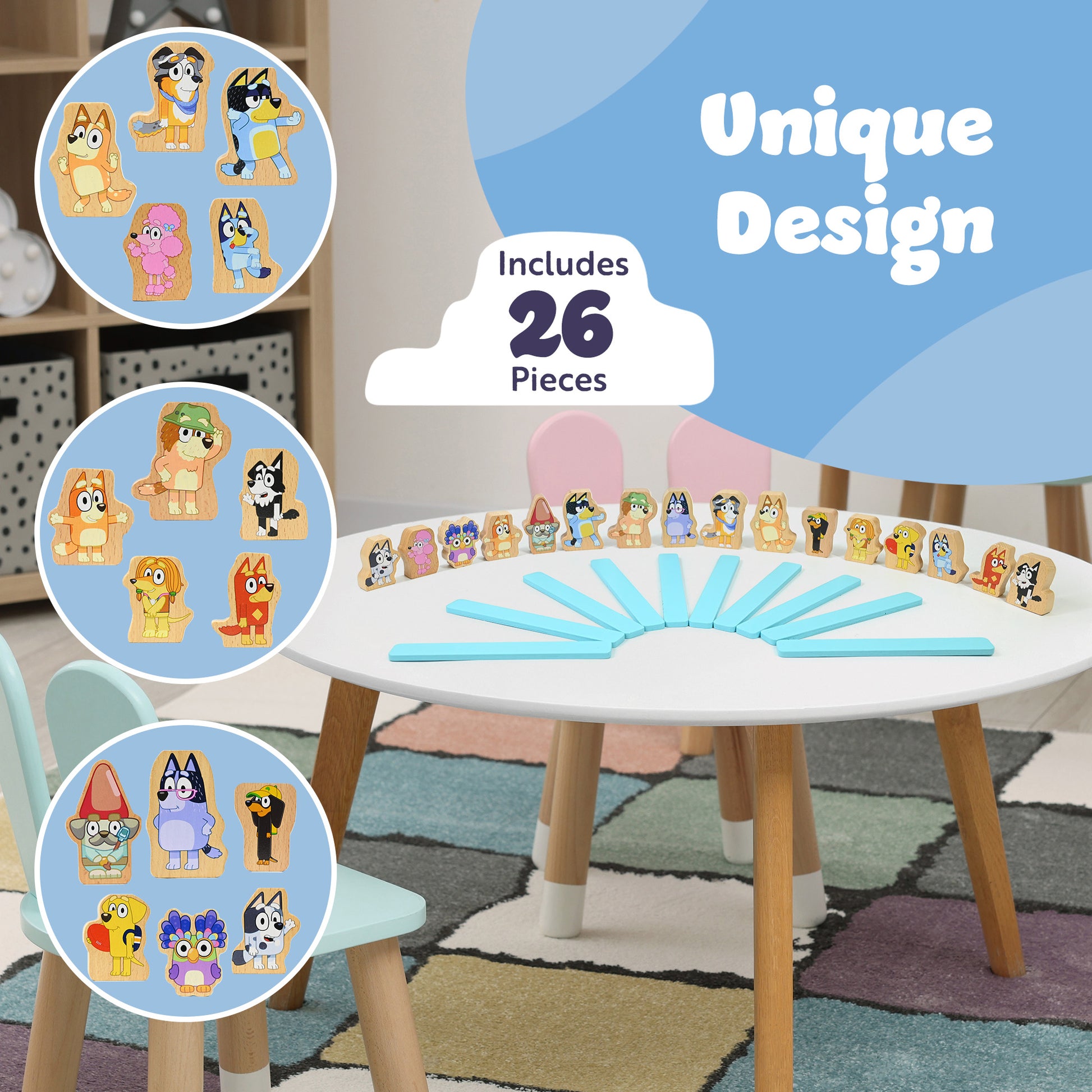 Bluey - Wooden Stacking Game for Kids Age 3+ - Balancing Toy with 16 Characters & 10 Sticks - FSC Certified Wood - Helps Develop Motor Skills - Family Game in Compact Storage Tub – image 3