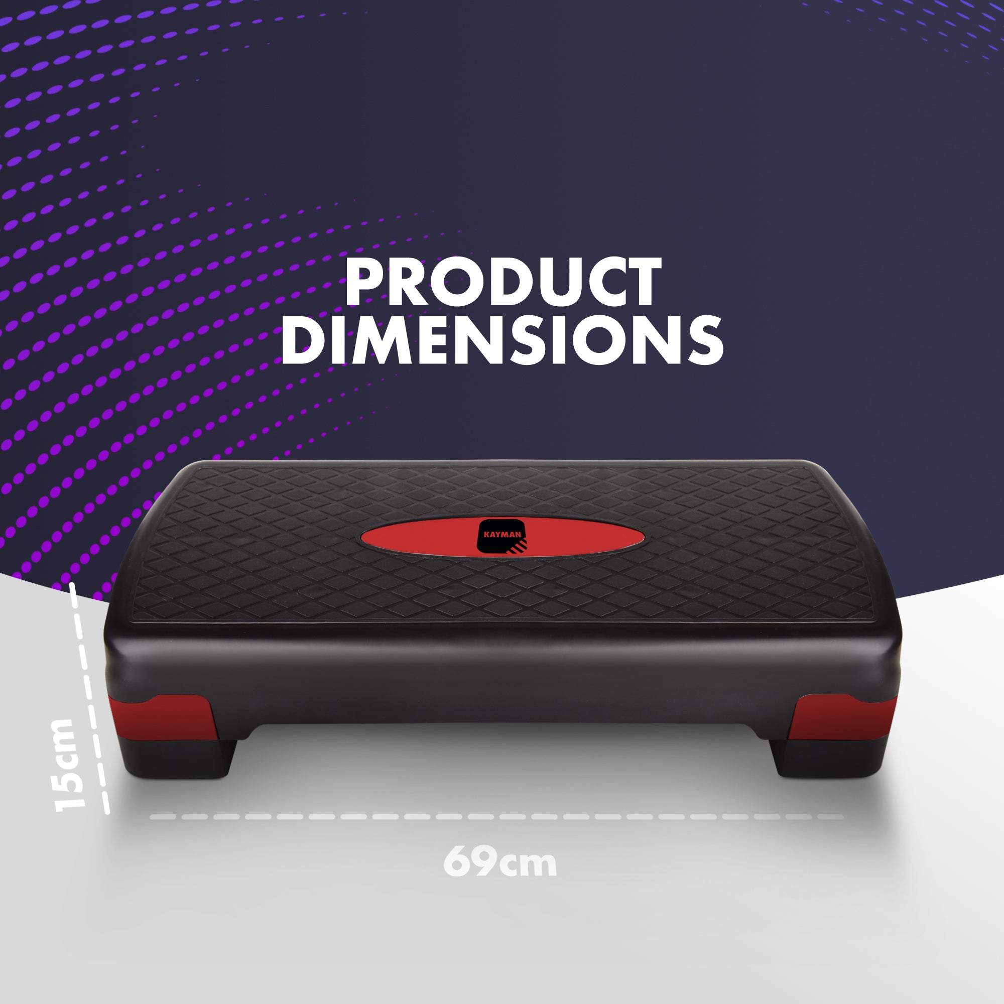 KAYMAN Exercise Stepper – Adjustable Fitness Step Platform for Home & Gym Workouts | Ideal for Aerobics, Cardio, Weights, Yoga | 2 Level Heights