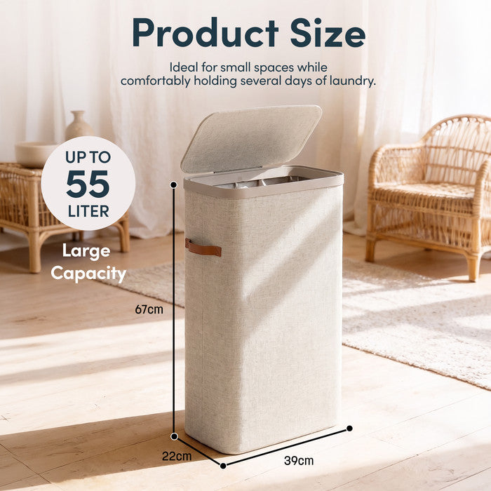 Collapsible Laundry Basket with Lid & Removable Liner
