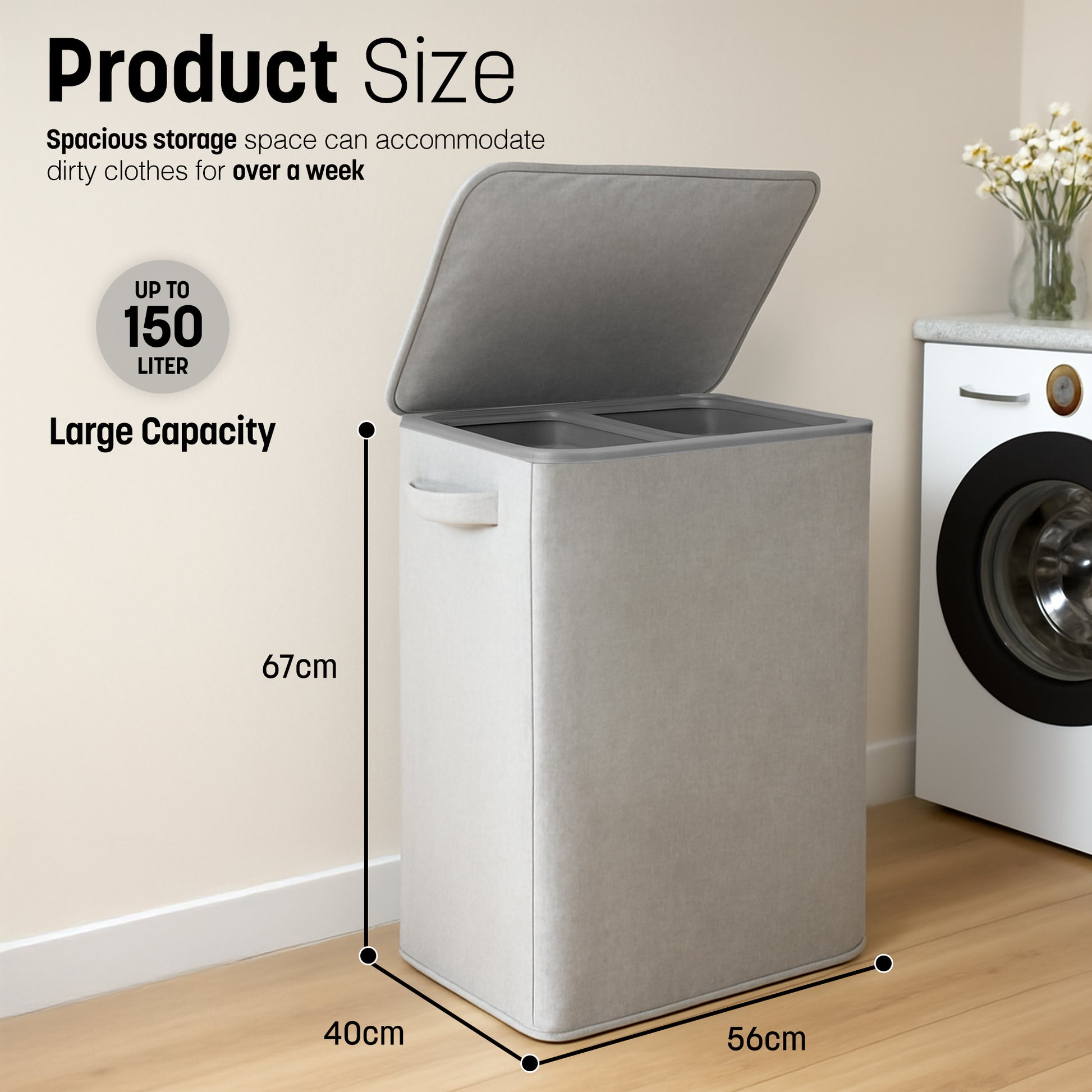 Collapsible Laundry Basket with Lid & Removable Liner – image 11