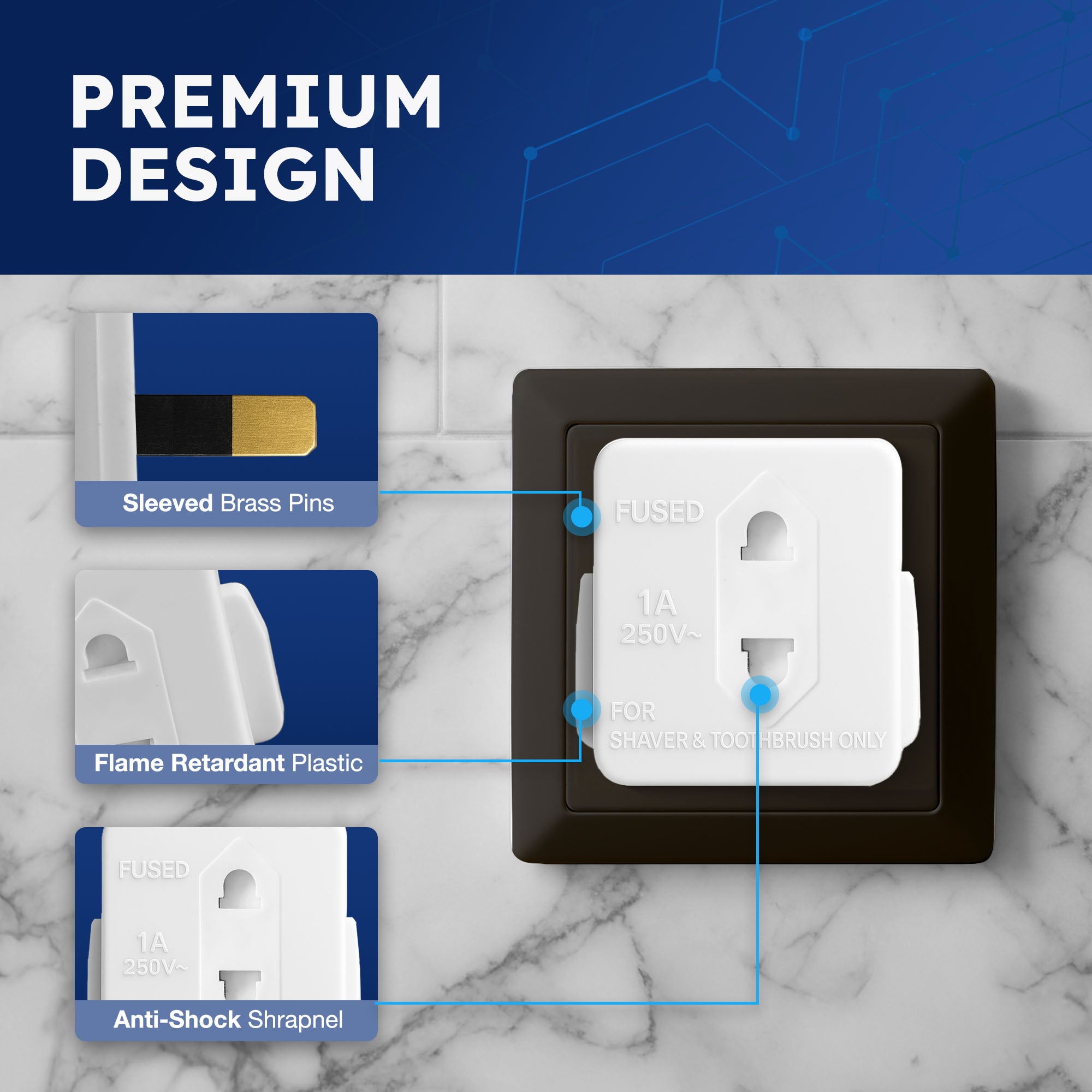 Desiretech - EU Travel Adaptor - 2 Pack - UK 3 Pin to EU 2 Pin Plug - 16A, 250V - Compact & Portable - CE Certified, Safe, Heat-Resistant - Travel Accessory for European Trips - White