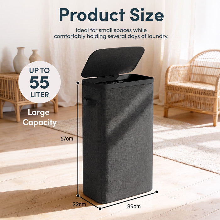 Collapsible Laundry Basket with Lid & Removable Liner