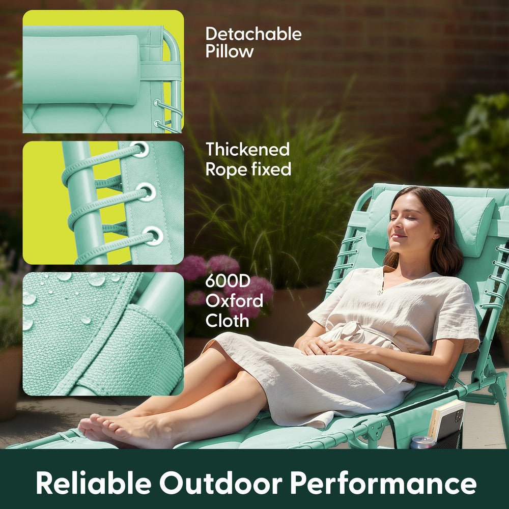 Quilted Folding Sun Lounger - Padded 600D Oxford Fabric