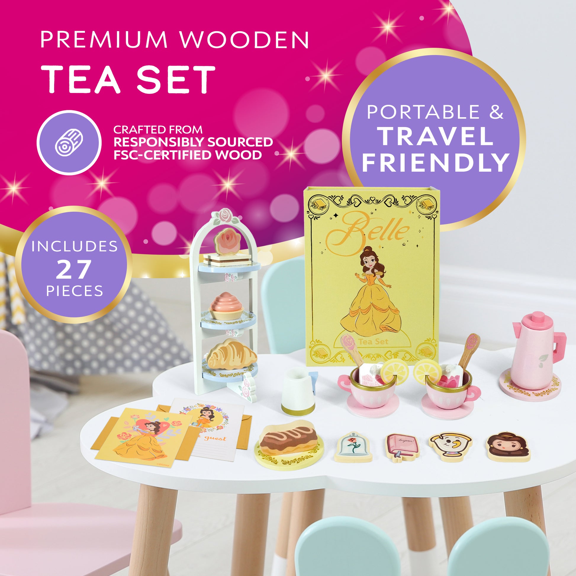 Disney Princess Ariel book box playset — close-up of accessories and characters
