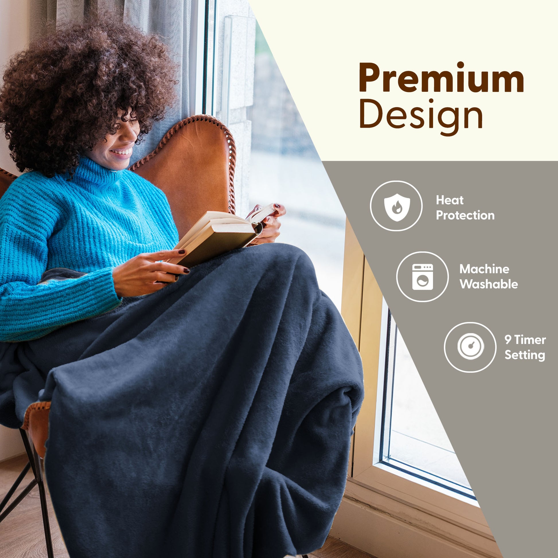 Electric Heated Throw Blanket with 9 Heat Settings