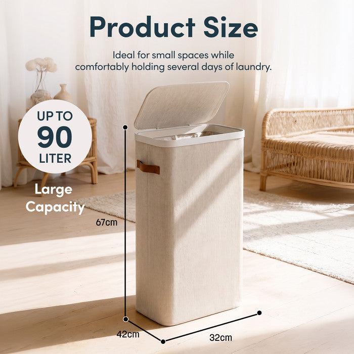 Collapsible Laundry Basket with Lid & Removable Liner