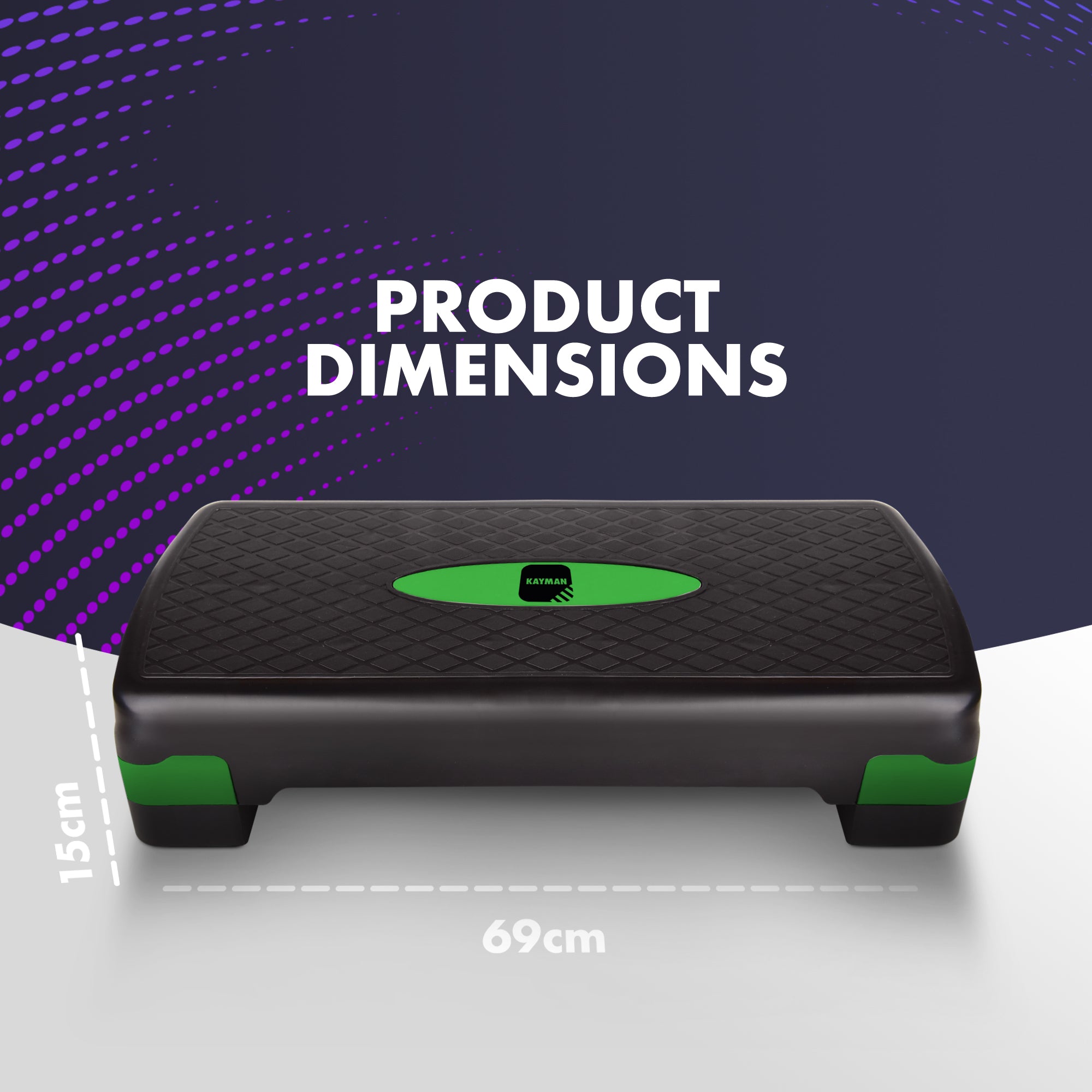 KAYMAN Exercise Stepper – Adjustable Fitness Step Platform for Home & Gym Workouts | Ideal for Aerobics, Cardio, Weights, Yoga | 2 Level Heights