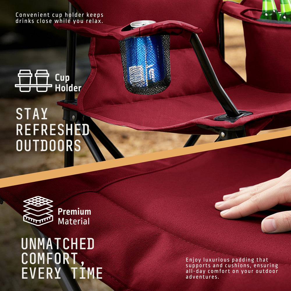 Folding Camping Chairs 2 Pack with Cooler Bag