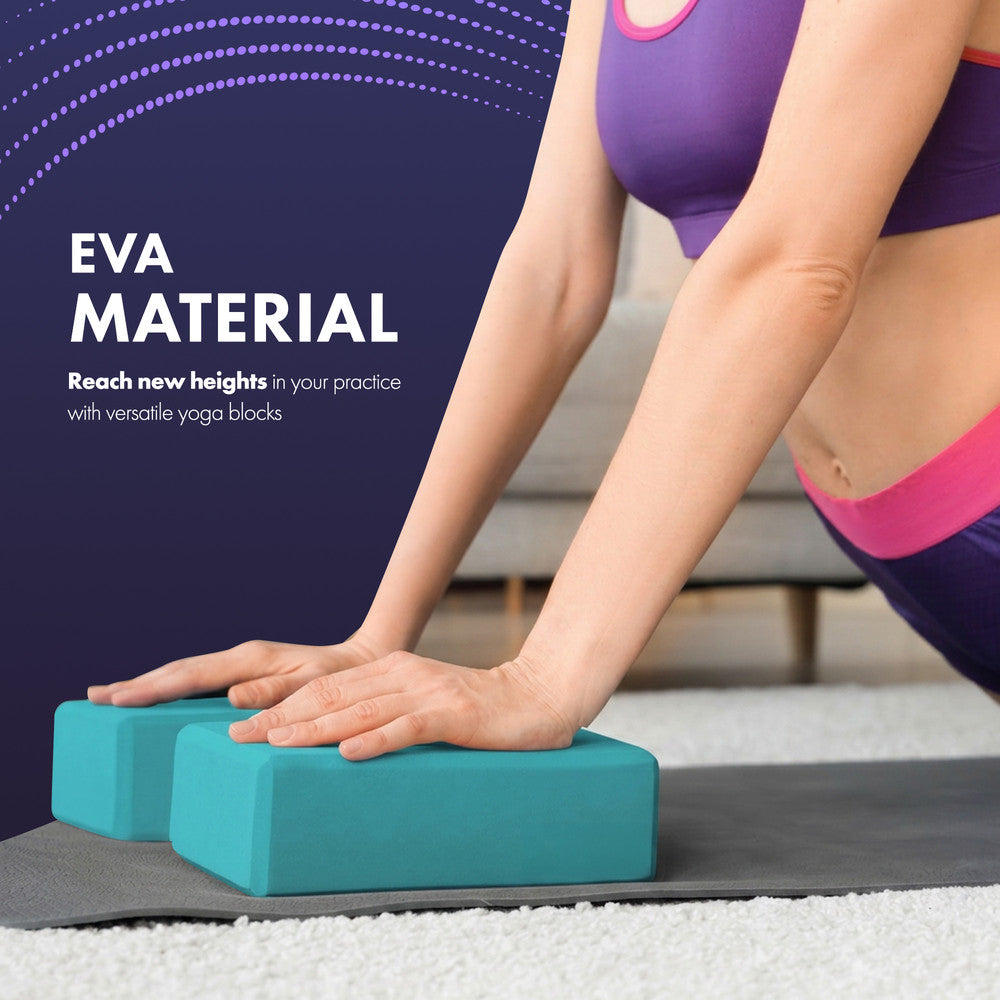 Kayman Yoga Block 2-Pack - Durable EVA Foam Blocks with Non-Slip Surface - Lightweight, Portable, and Ideal for Improving Flexibility, Balance & Alignment-Teal – image 3