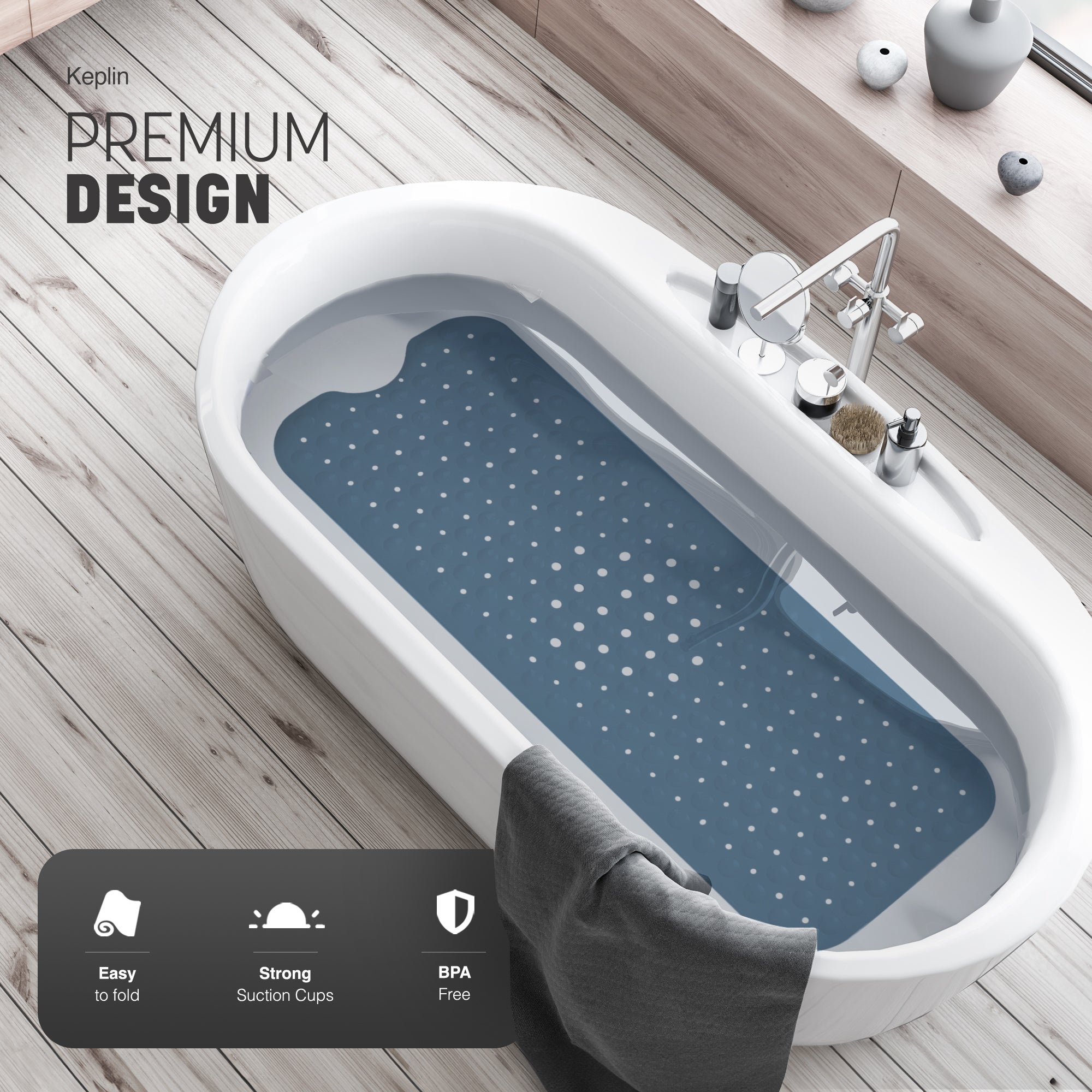 Non-Slip Bath Mat - Soft and Comfortable Mat with Machine Washable Design