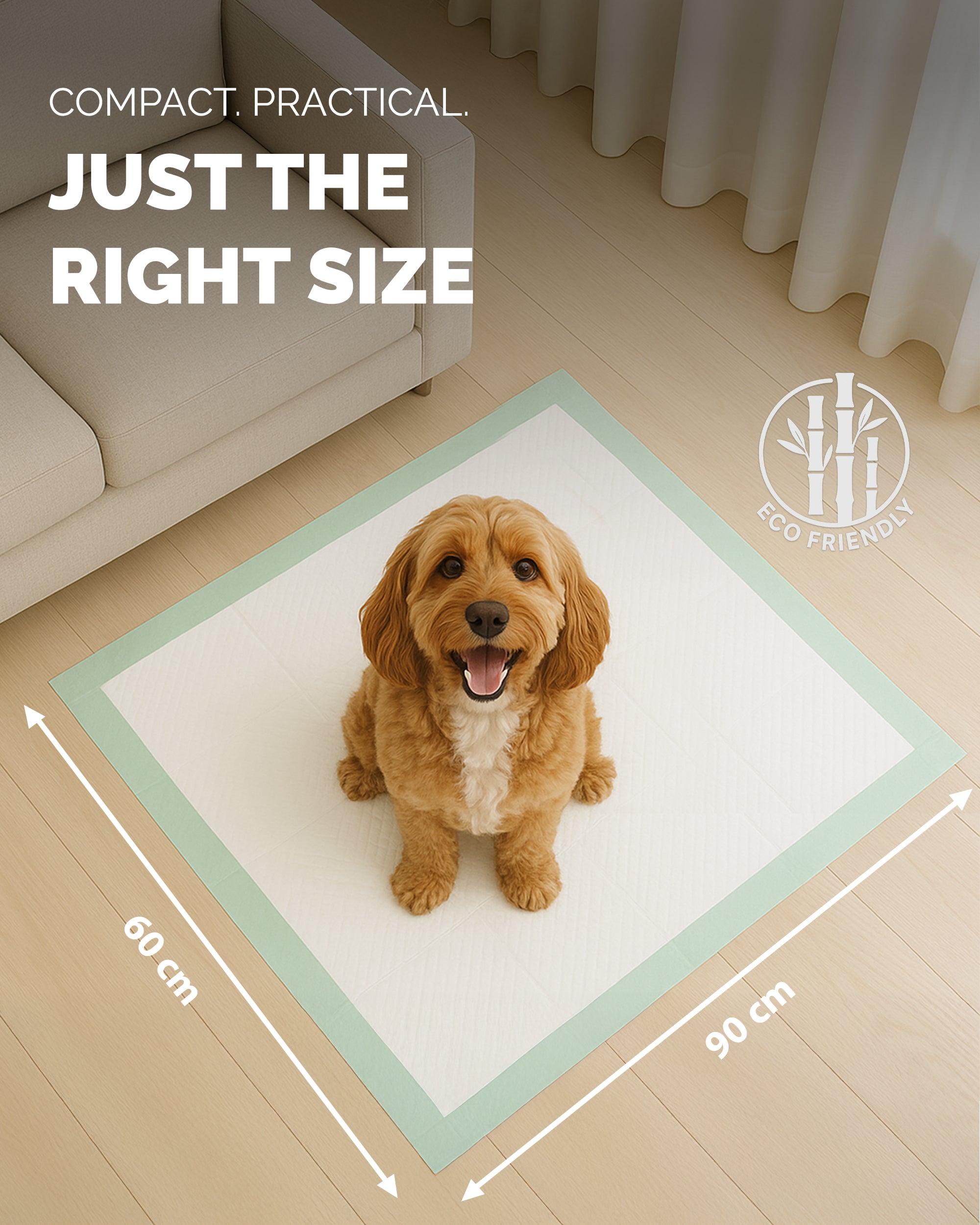 Furdreams Bamboo Puppy Training Pads - 50Pk, Super Absorbent, Odour Locking & Multi-Layered, Leak Proof, Quick Dry, Scented Attractant Disposable Training Mats for Dogs Pee Wee Piddle 50 Sheets