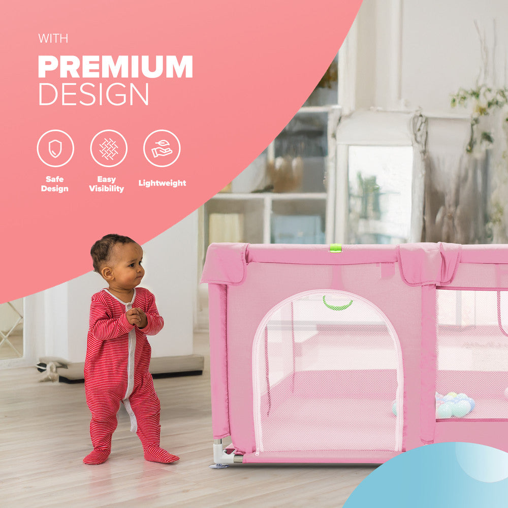 KIDOOLA Baby Playpen with Padded Frame & Mesh Walls (127x127x65cm) – image 10