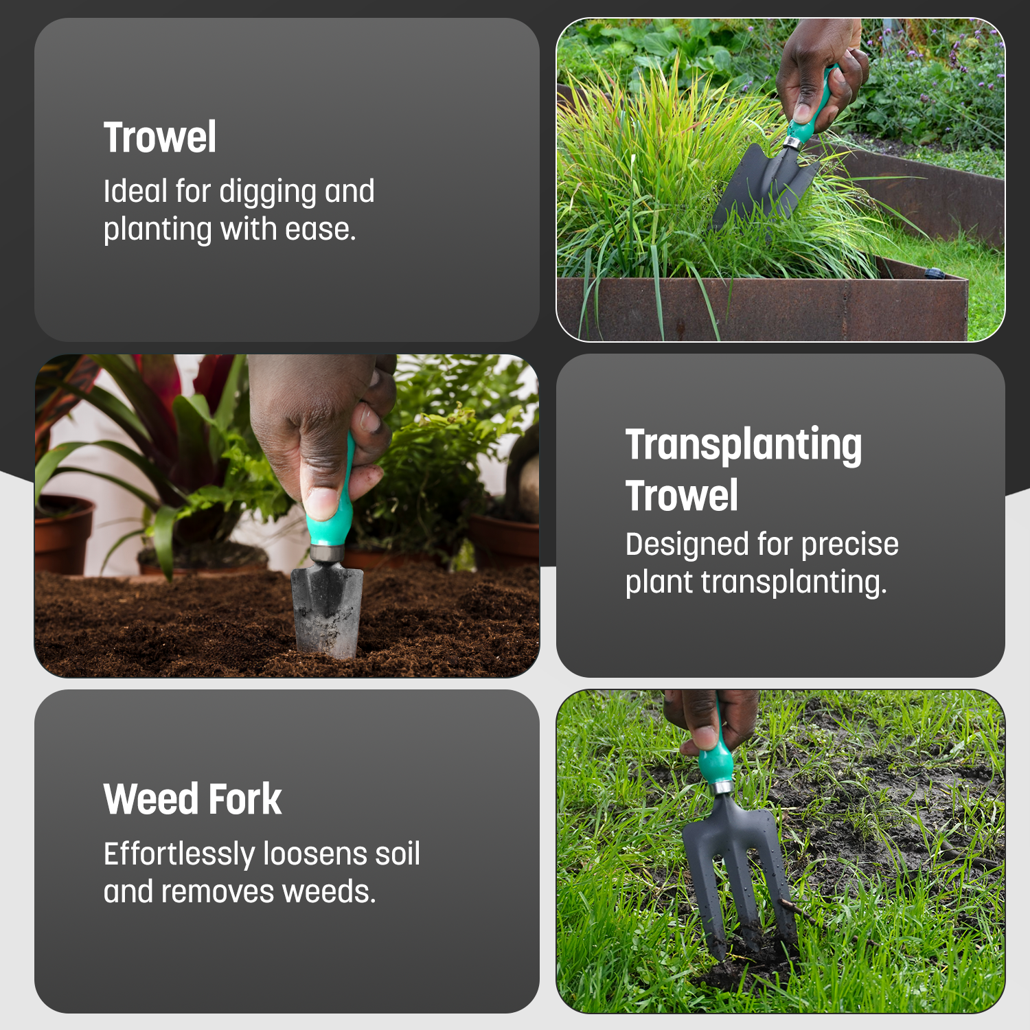 Garden Tool Set 3 Piece - Trowel, Fork & Transplanter – image 5