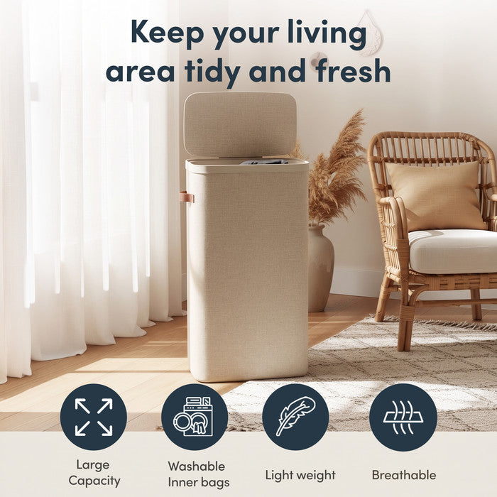 Collapsible Laundry Basket with Lid & Removable Liner