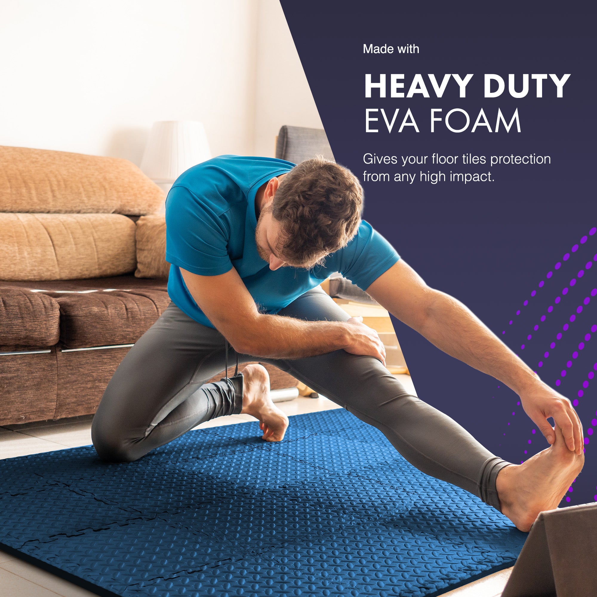 KAYMAN Gym Floor Nonslip Mats, Interlocking, EVA Foam Exercise Floor Tiles for Home Workouts, Studio, Weights, Exercise and Yoga (30 X 30cm)