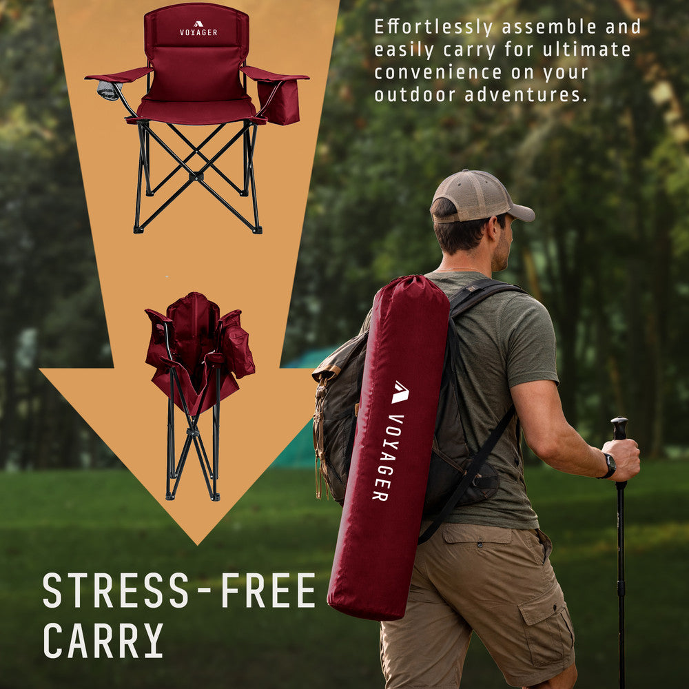 Folding Camping Chairs 2 Pack with Cooler Bag
