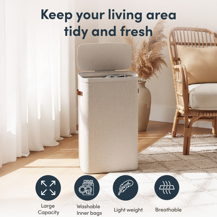 Collapsible Laundry Basket with Lid & Removable Liner