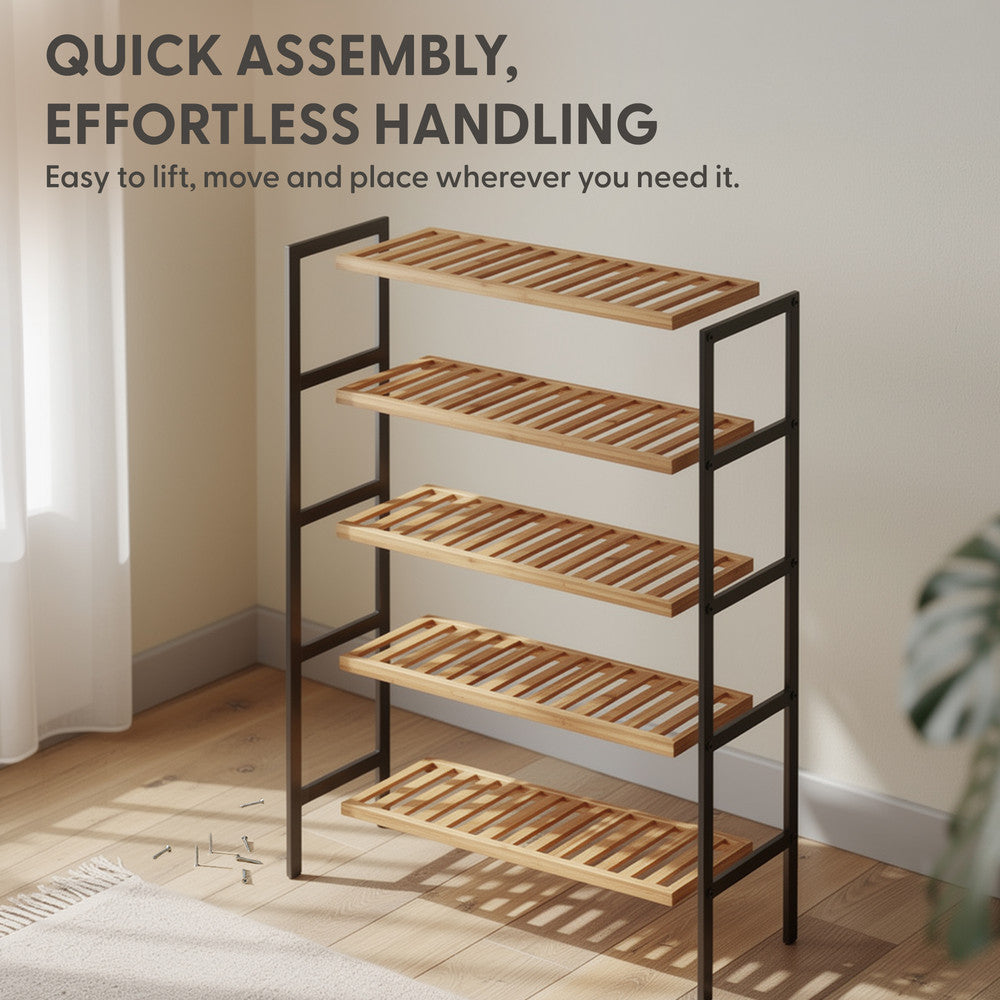 Bamboo Shoe Rack - 5 Tier – image 13