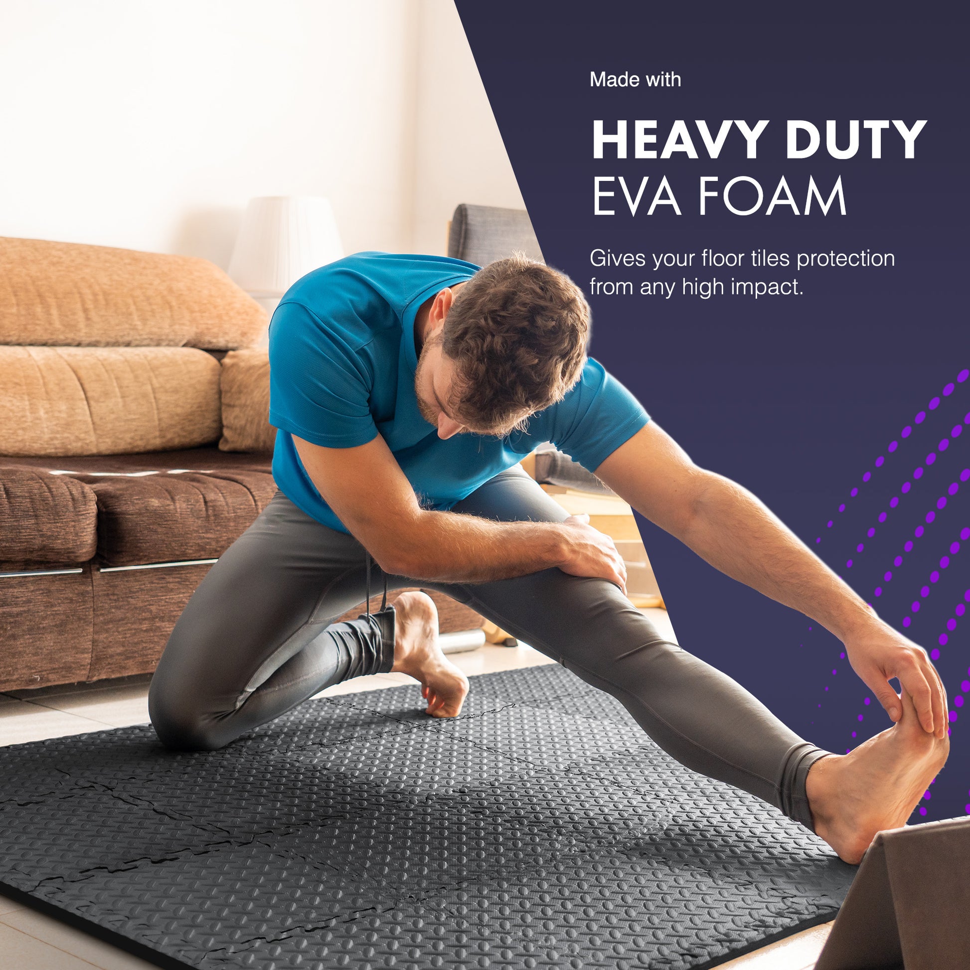 KAYMAN Gym Floor Nonslip Mats, Interlocking, EVA Foam Exercise Floor Tiles for Home Workouts, Studio, Weights, Exercise and Yoga (30 X 30cm) – image 25
