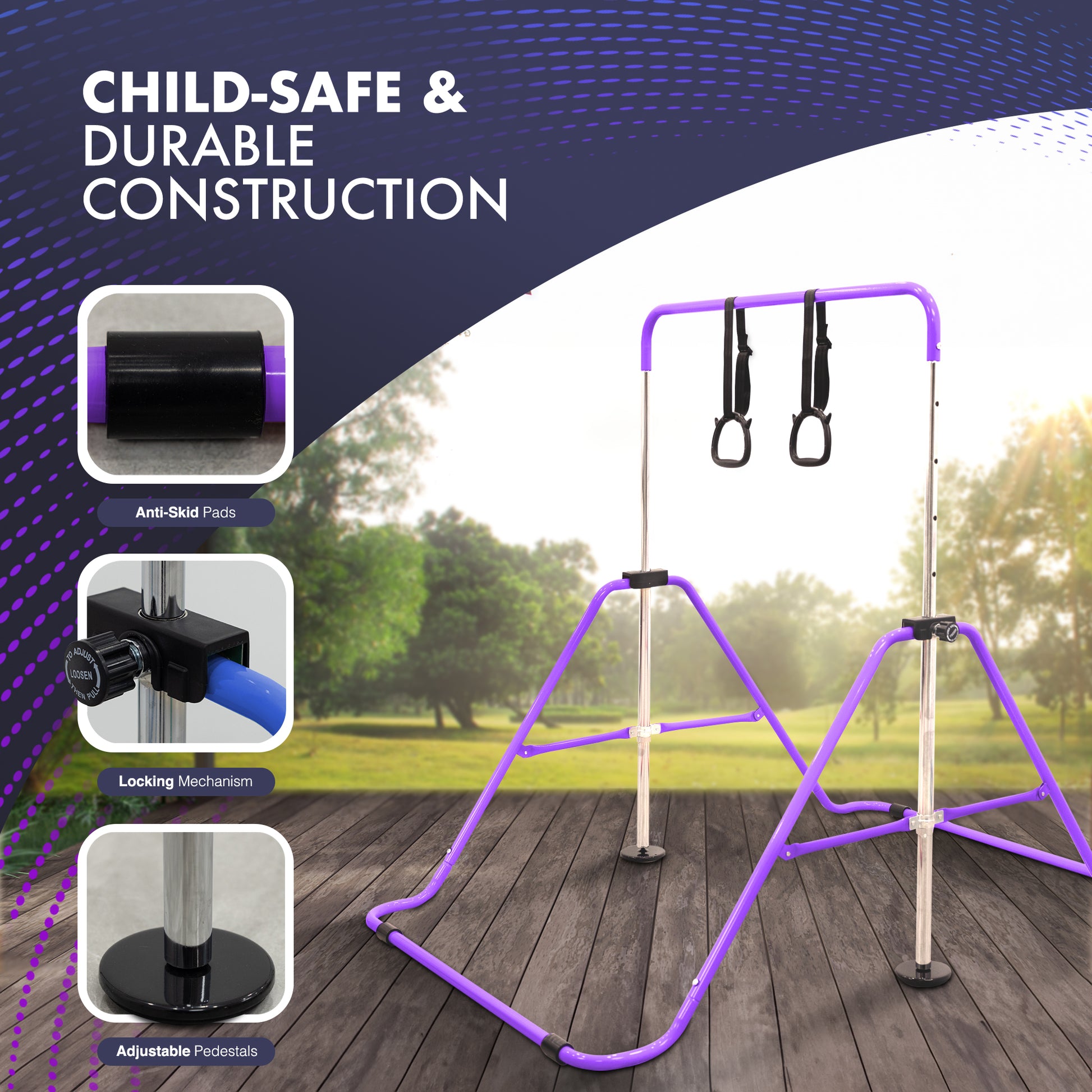 KAYMAN Gymnastics Horizontal Bar – Adjustable Height & Feet, Hand Protection Wrap, Durable Iron for Flexibility Training – Compact & Stylish Home Gym Equipment – image 26