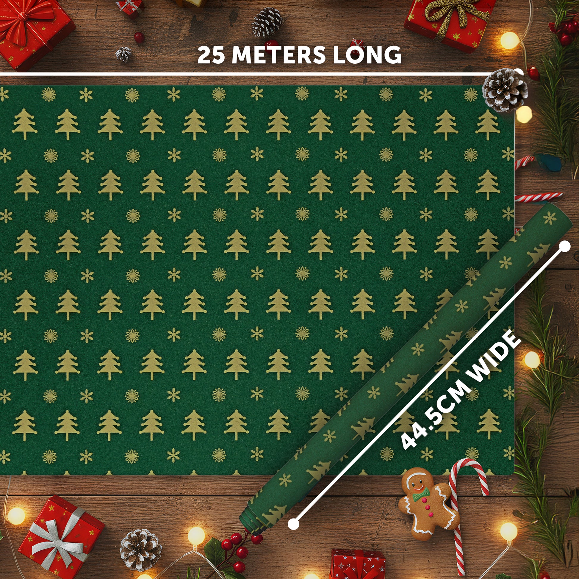 Kraft & Co 2 Pack Christmas Wrapping Paper Roll - Festive Designed Recyclable Kraft Paper, Perfect for Holiday Gifts, Arts & Crafts-Wrapping for a Merry Christmas (44.5cm x 25m) – image 10