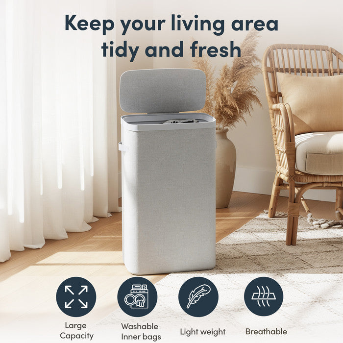Collapsible Laundry Basket with Lid & Removable Liner