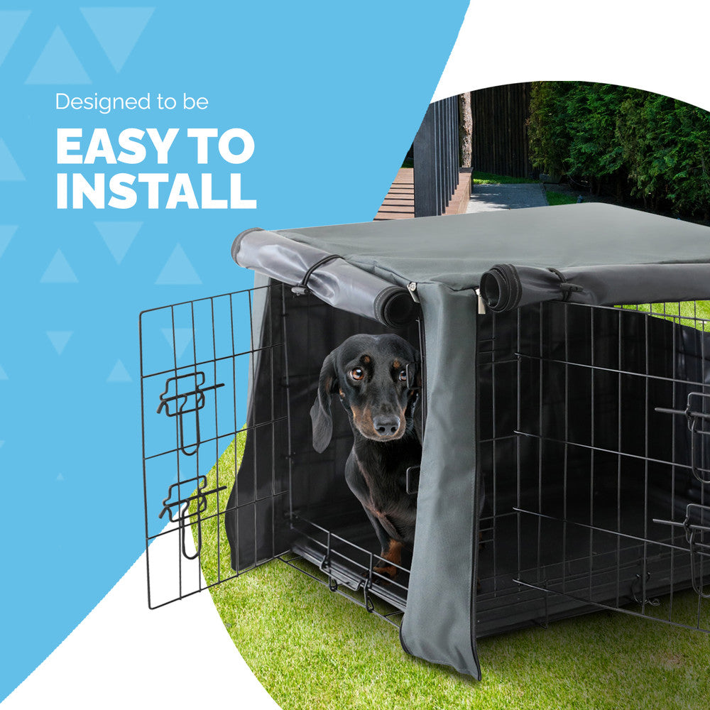 FurDreams Premium 24-Inch Dog Crate Cover – Polyester with PVC Coating, Rolling Doors & Breathable Mesh Windows – Easy Installation, Machine Washable – Ideal for Puppy Training – image 3