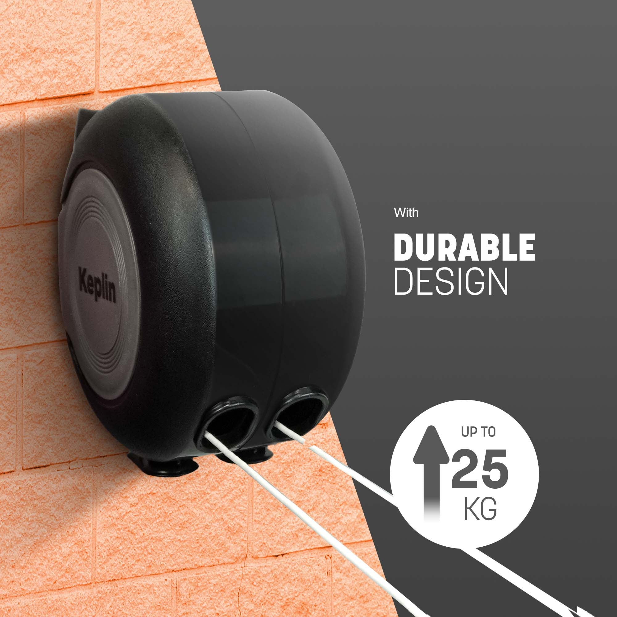 Retractable Washing Line - 15m Outdoor Clothesline, Wall Mountable & Heavy Duty Laundry Airer (15 Metres)