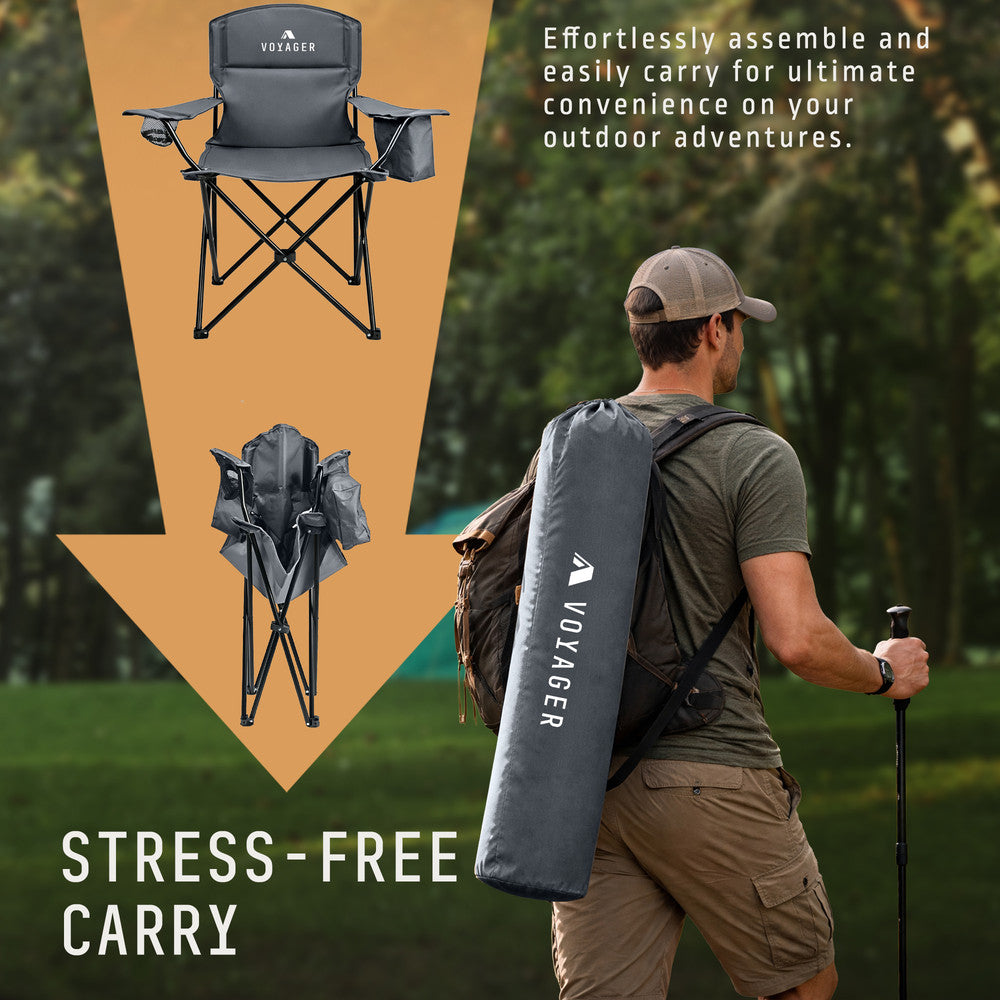 Folding Camping Chairs 2 Pack with Cooler Bag
