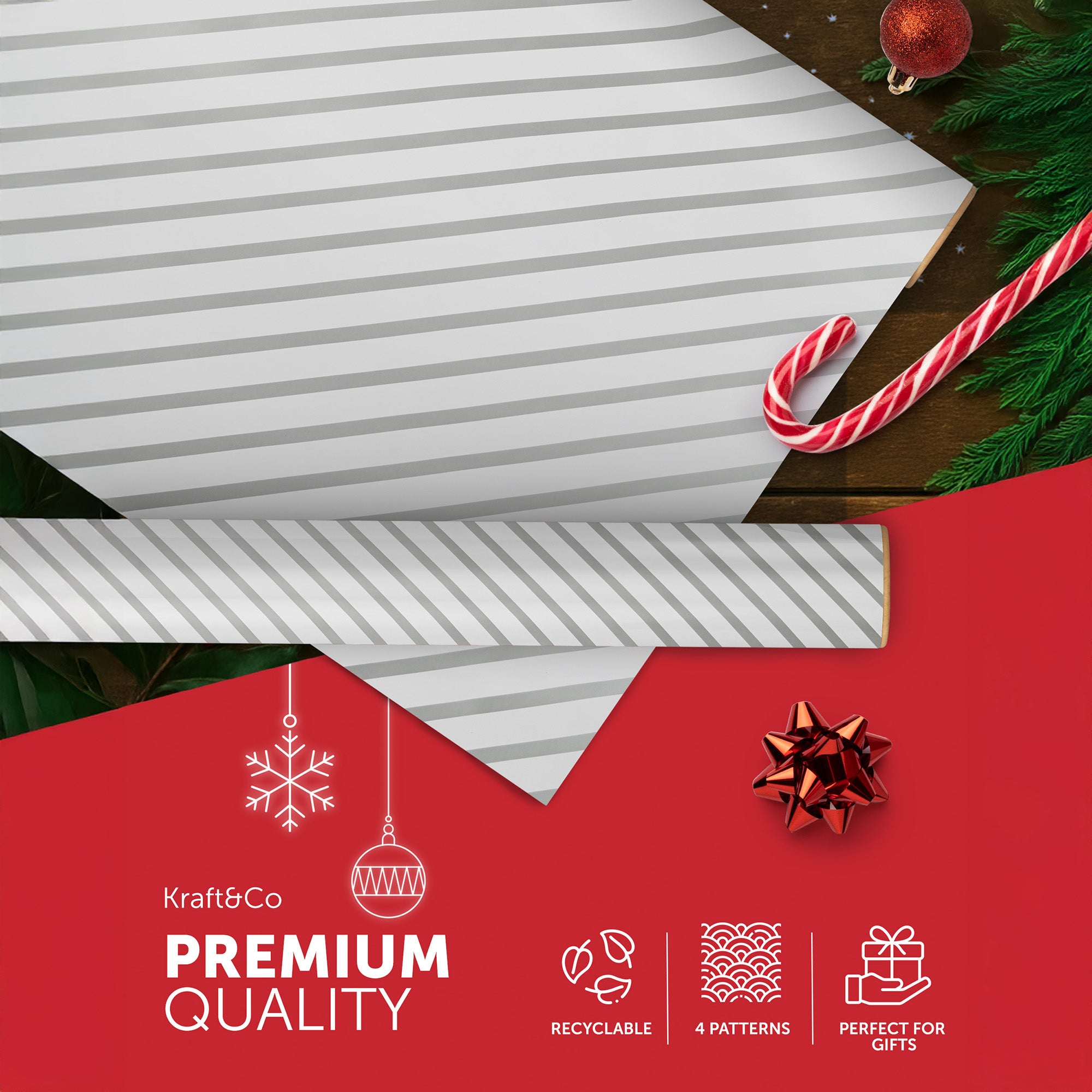 Kraft & Co 4 pack 69cm x 8M Gift Wrapping Paper Ideal for Gifts Arts & Crafts