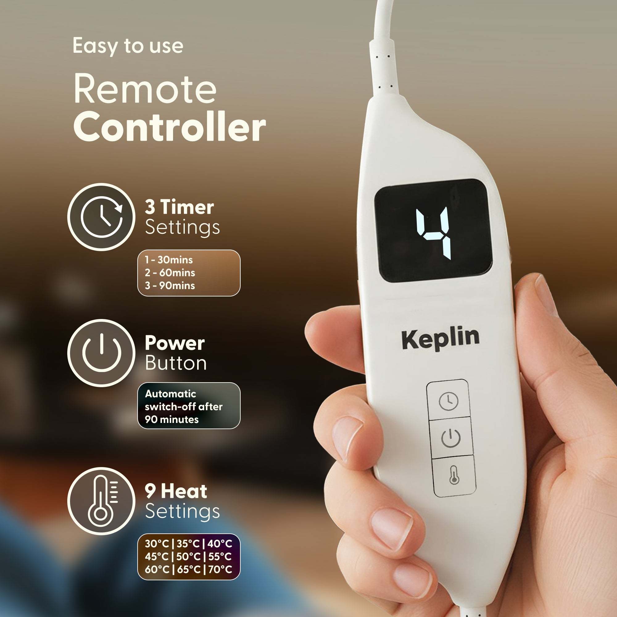 Electric Heating Pad 9 Temp Levels Auto Off