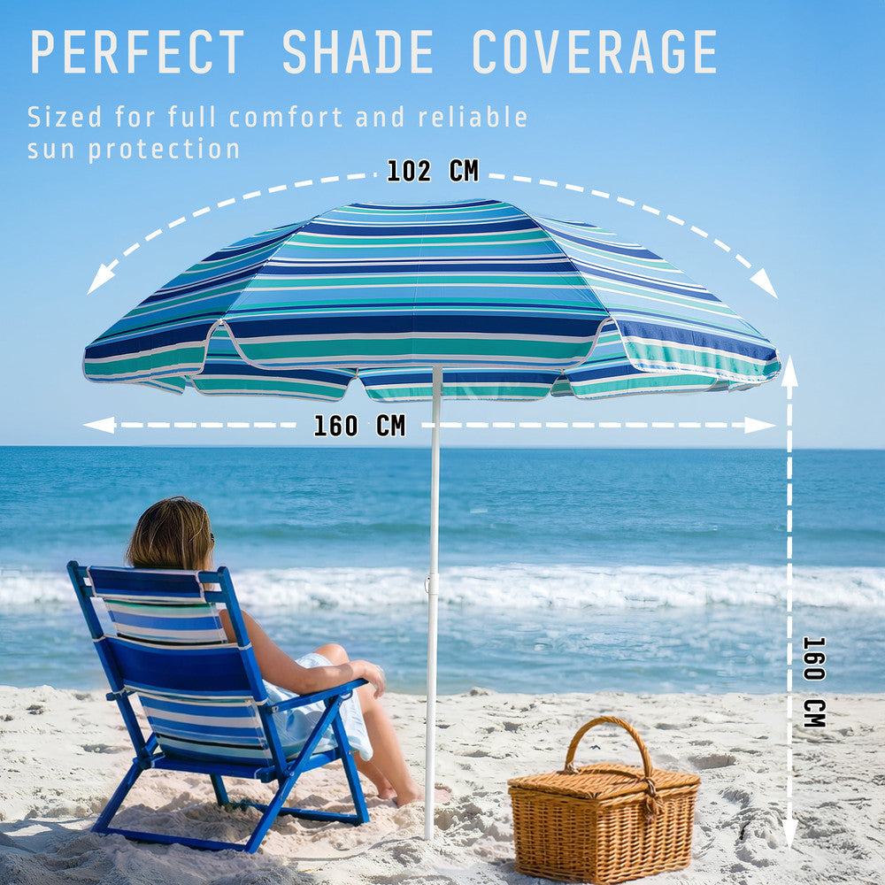 140gsm striped beach umbrella canopy – lightweight water-resistant sun shade fabric, multi stripe detail