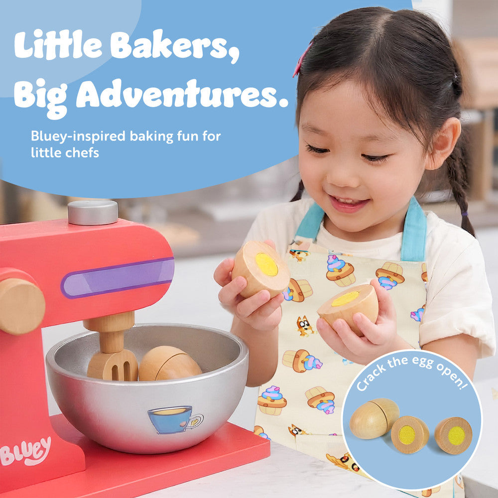 Bluey duck cake wooden toy mixer with removable whisk – kids role play baking