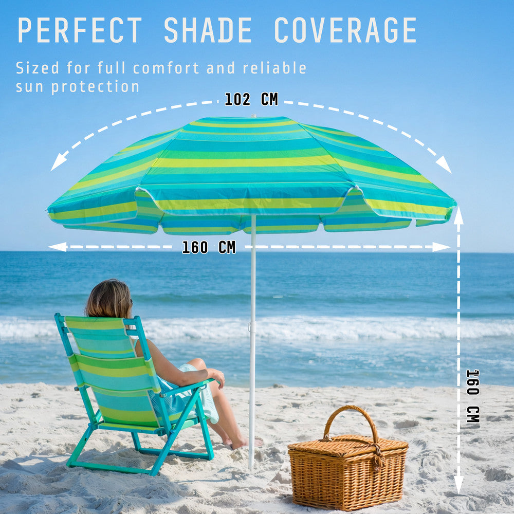 140gsm striped beach umbrella canopy – lightweight water-resistant sun shade fabric, multi stripe detail