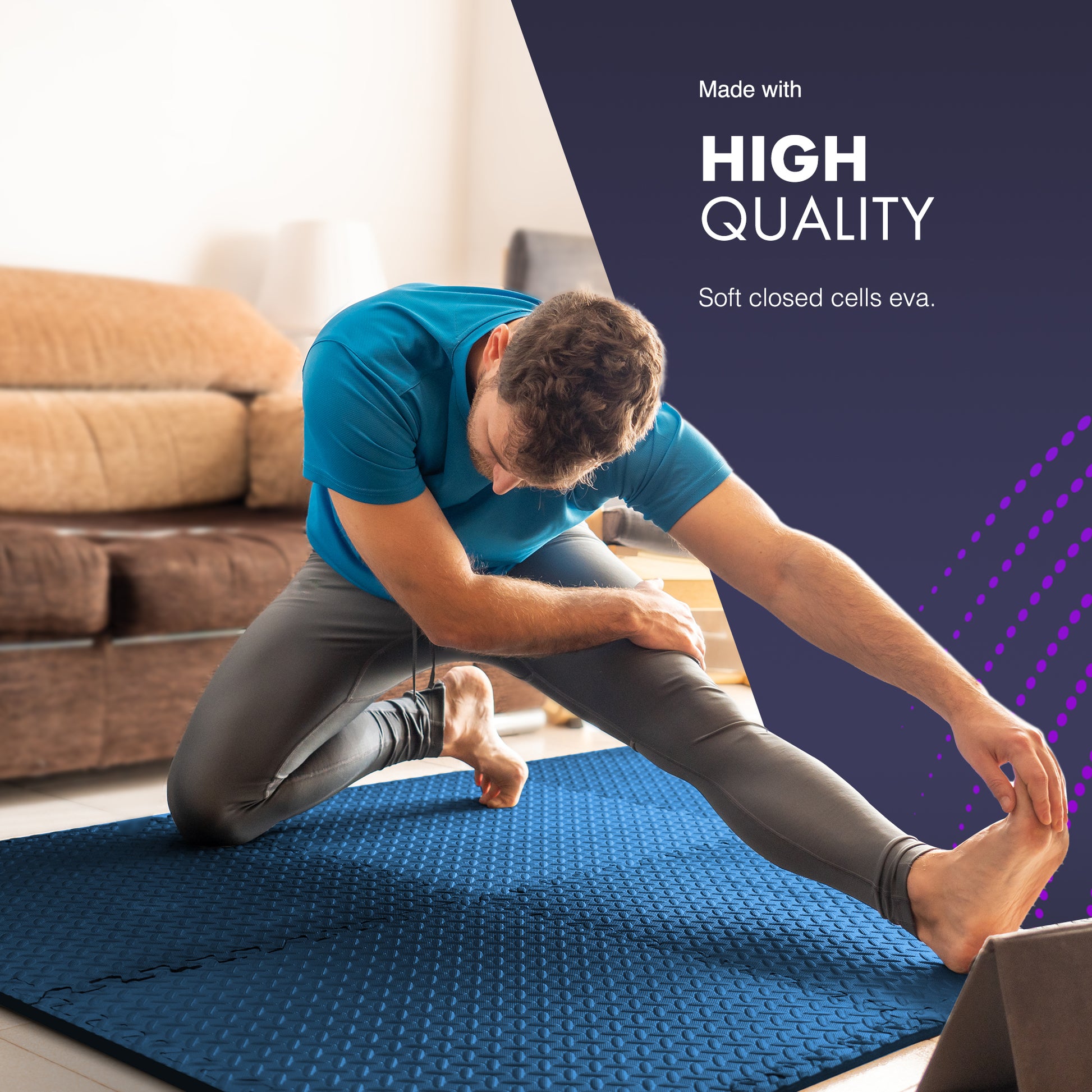 Top-Selling KAYMAN Interlocking Gym Floor Mats – Nonslip EVA Foam Exercise Tiles for Home Workouts, Studio, Weights, Yoga (60x60cm)