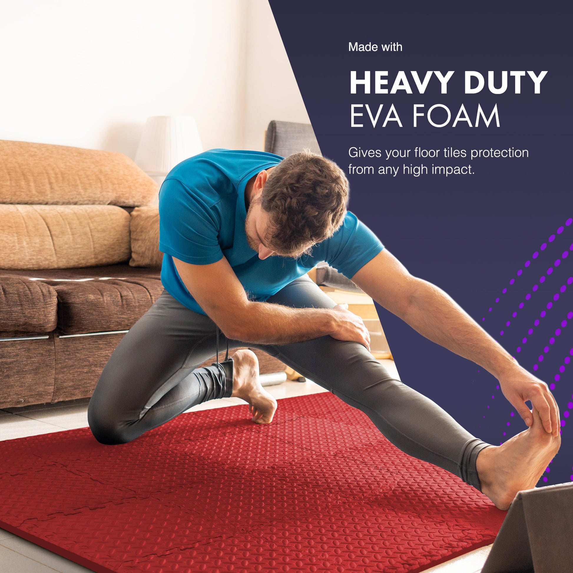 KAYMAN Gym Floor Nonslip Mats, Interlocking, EVA Foam Exercise Floor Tiles for Home Workouts, Studio, Weights, Exercise and Yoga (30 X 30cm)
