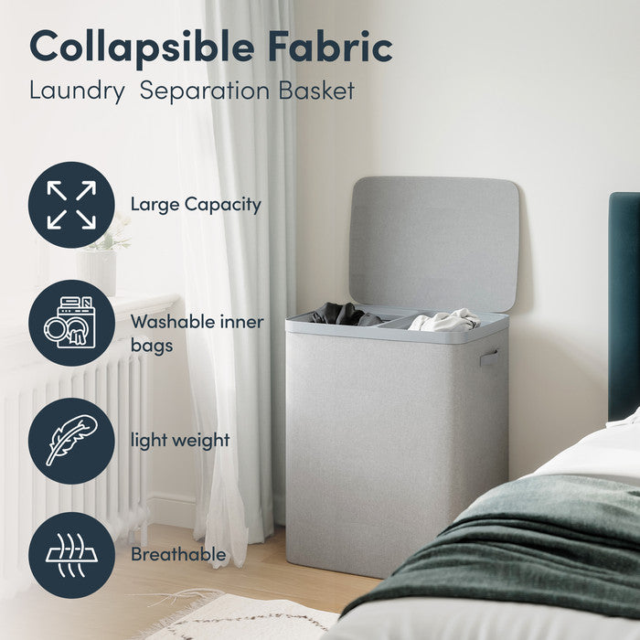 Collapsible Laundry Basket with Lid & Removable Liner