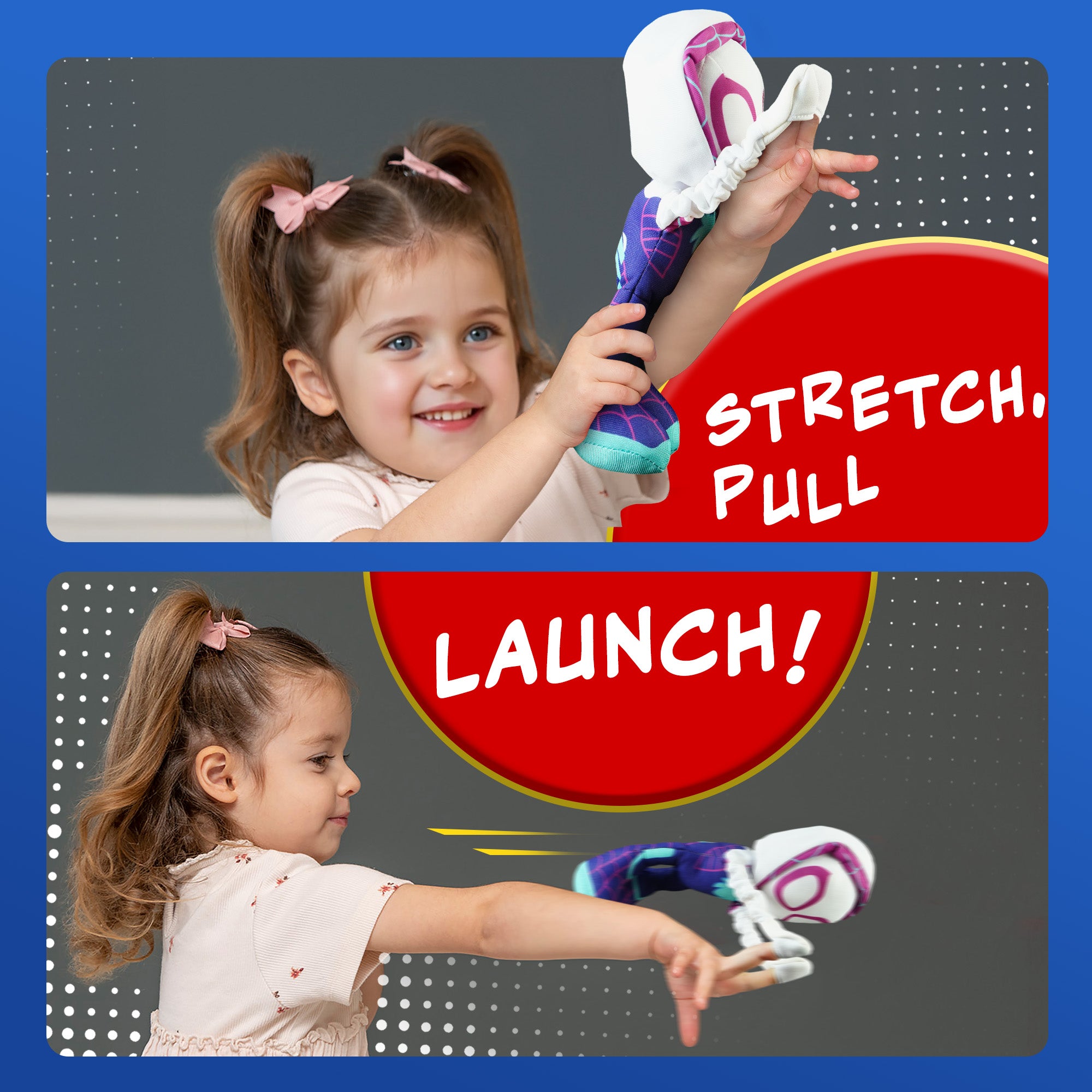 Marvel Spidey and His Amazing Friends – Slingshot Plush Spider-Man, Slingshot Ghost & Slingshot Spin Toy with Sound– Stretchable Arms for Launch Action – Soft & Durable Superhero Plush for Kids Toys for Boys & Girls