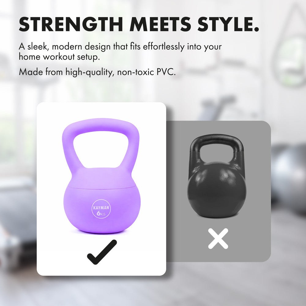 KAYMAN Soft Kettlebell for Home Gym – PVC Coated Weight – Floor Safe Flat Base – Ergonomic Non-Slip Handle – Strength Training, CrossFit, HIIT, Core Workout – Durable Fitness Equipment – image 18