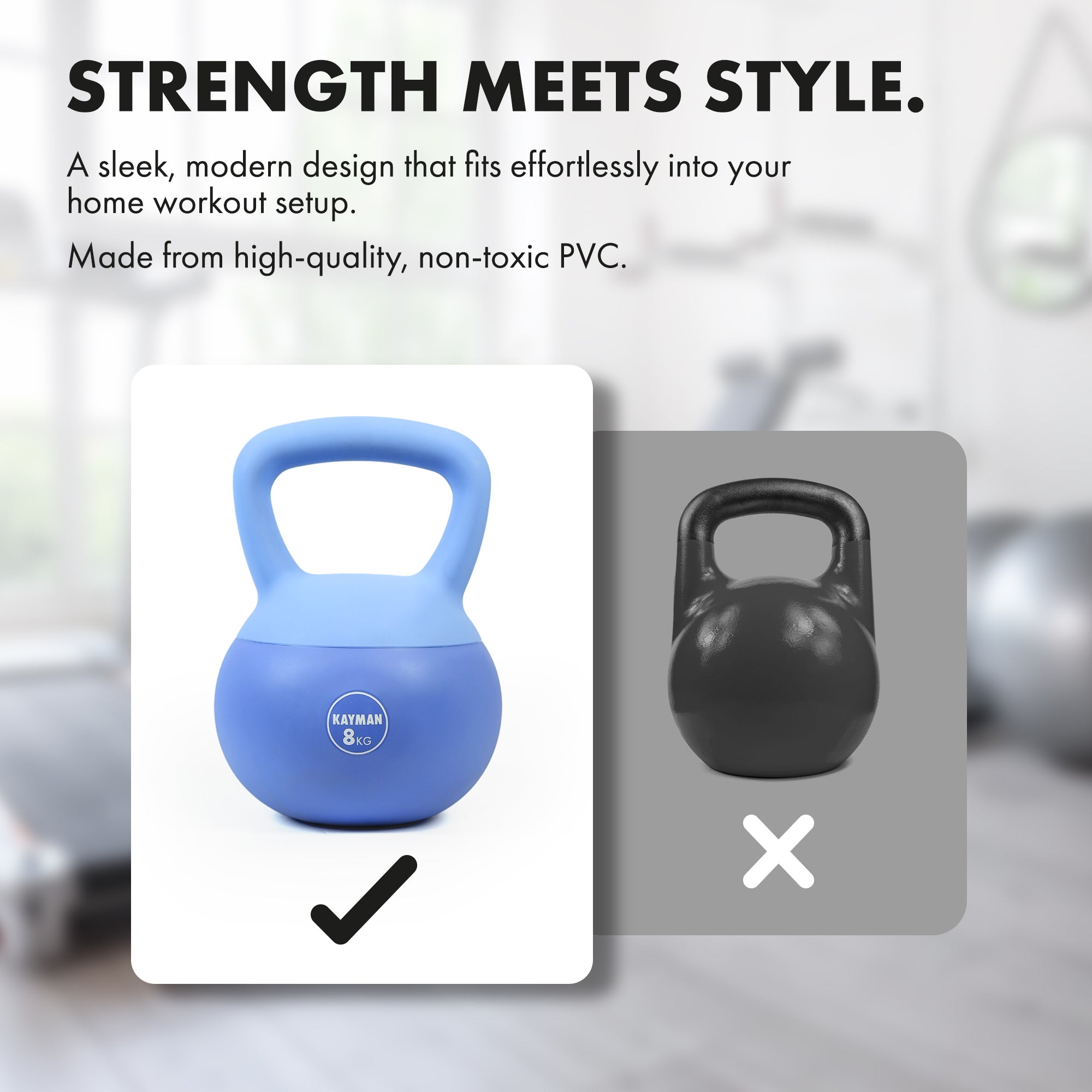 KAYMAN Soft Kettlebell for Home Gym – PVC Coated Weight – Floor Safe Flat Base – Ergonomic Non-Slip Handle – Strength Training, CrossFit, HIIT, Core Workout – Durable Fitness Equipment