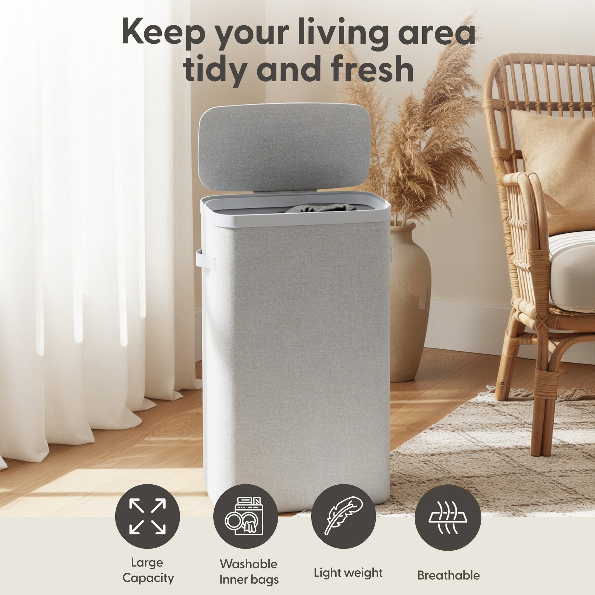 Collapsible Laundry Basket with Lid & Removable Liner – image 7